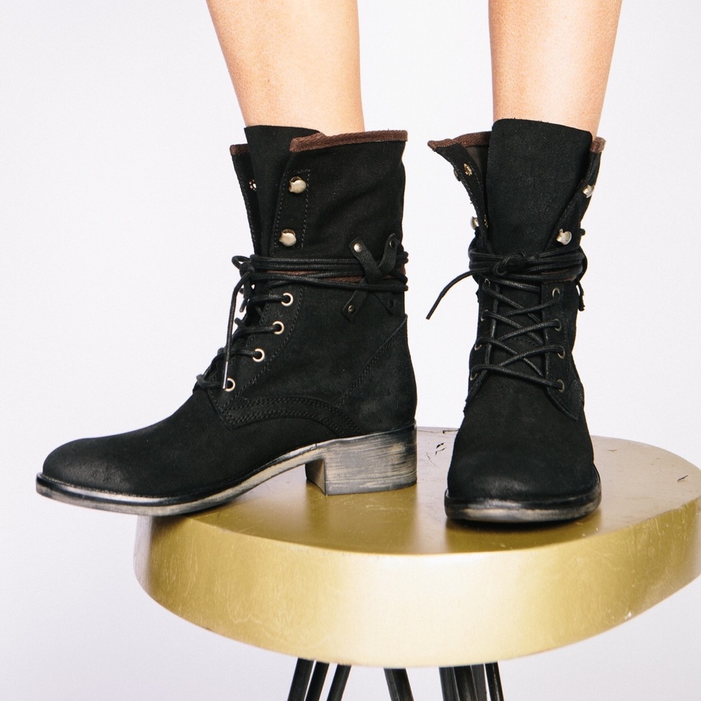 Free People Burnished Stitched Combat Boots